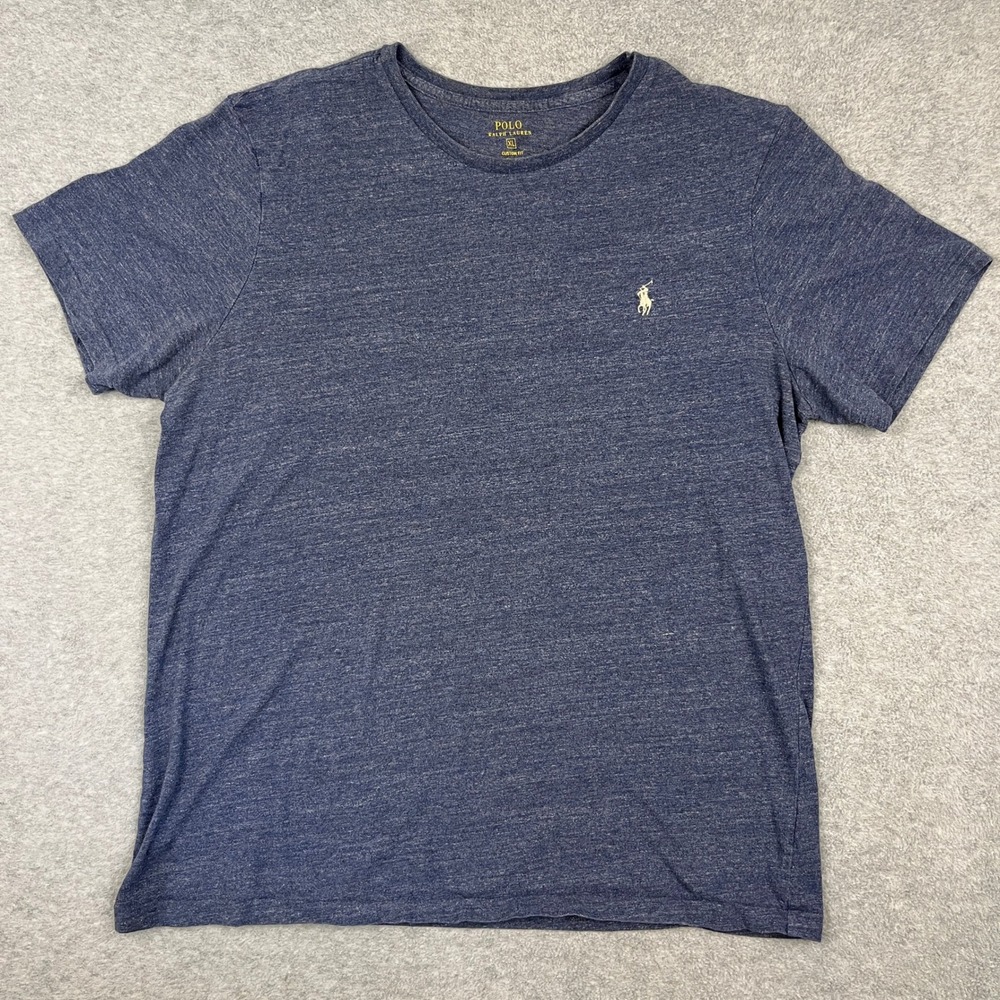 Polo Ralph Lauren T-Shirt Mens XL Blue Custom Fit Heathered Pony Logo